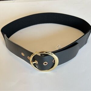 Black Stretch 2 inch wide Belt gold hardware Sz M